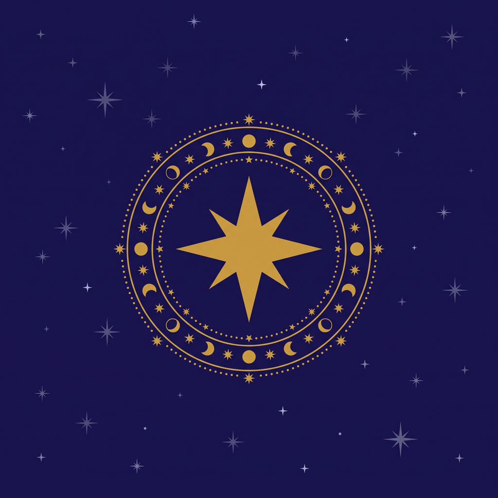 Emblema de estrella dorada con fases lunares — Membresía El Club