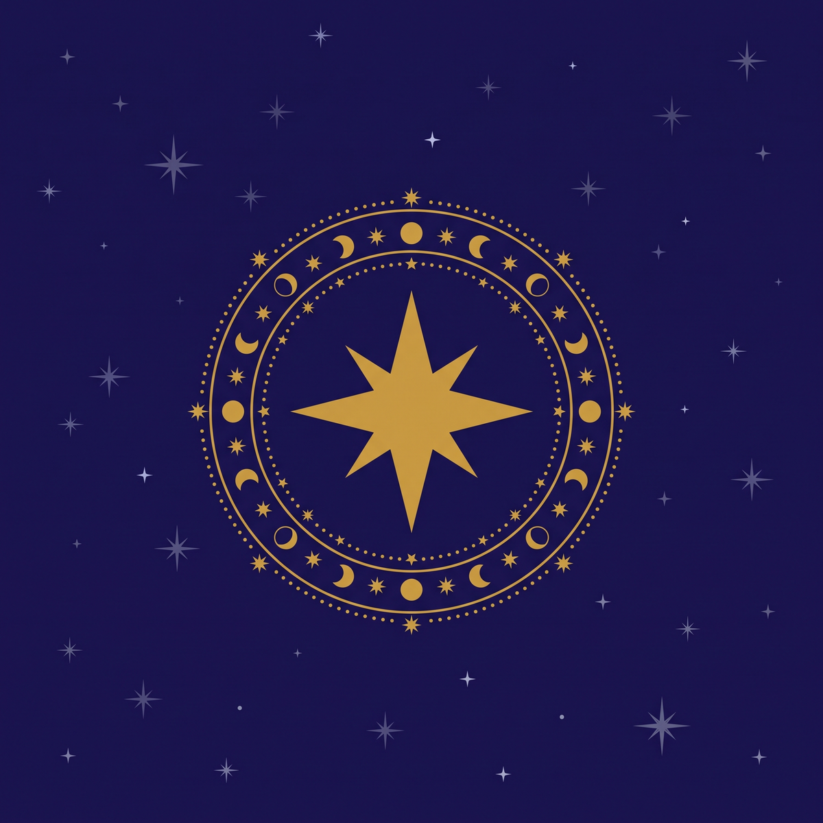 Emblema de estrella dorada con fases lunares — Membresía El Club