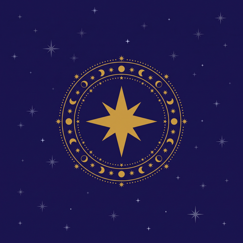 Emblema de estrella dorada con fases lunares — Membresía El Club